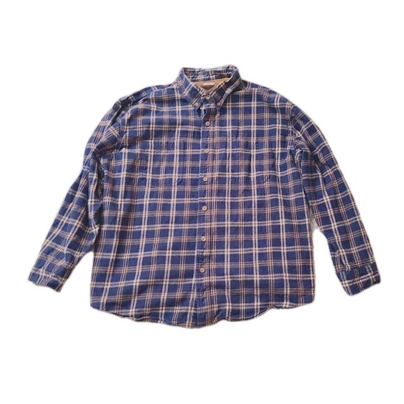Ridgecut Toughwear Shirt 3XL Blue Plaid Heavy Flannel Button Up Long Sleeve - Picture 1 of 5